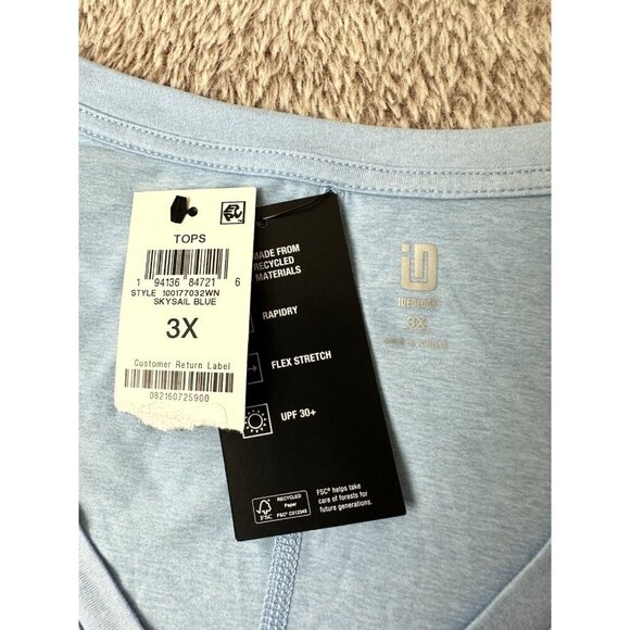 ID Ideology Women's Plus Size Curved-Hem V-Neck Top Shirt Sky Sail Blue  3X - Picture 4 of 10
